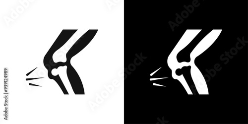 Knee pain icon Flat vector set outline