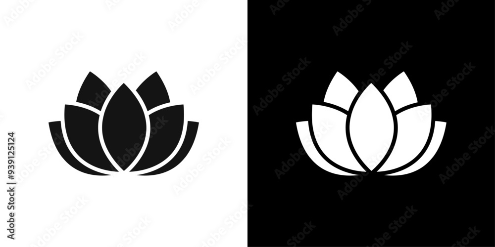 Lotus Icon Flat vector set outline Lotus Icon Flat vector set outline