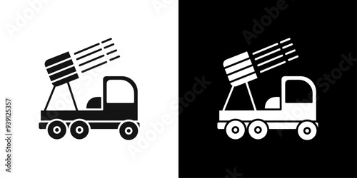 Missile Launcher icon Flat vector set outline