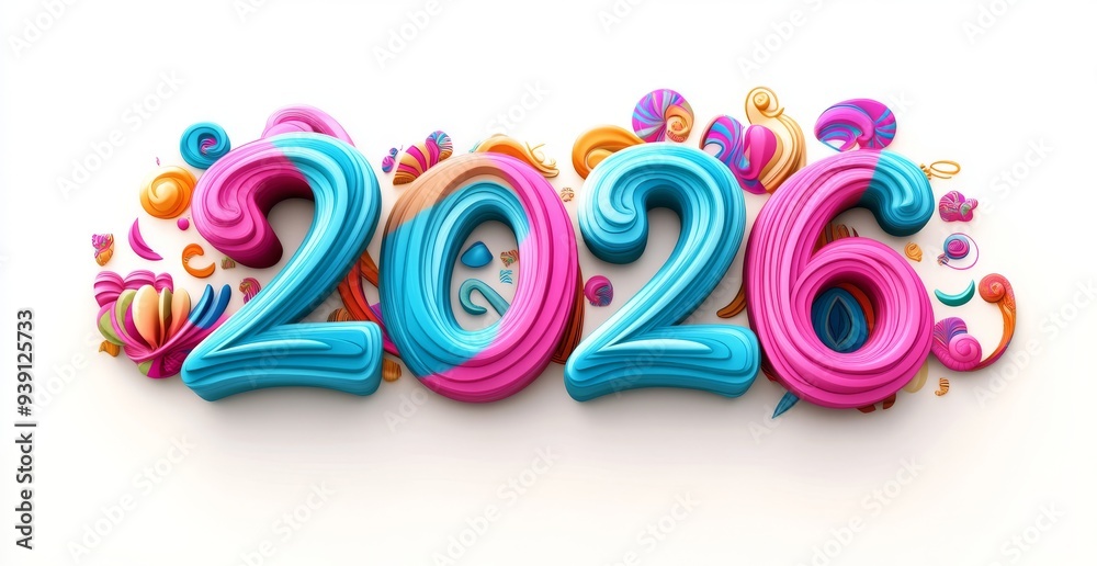 Obraz premium Happy New Year 2026 3D Text Effect