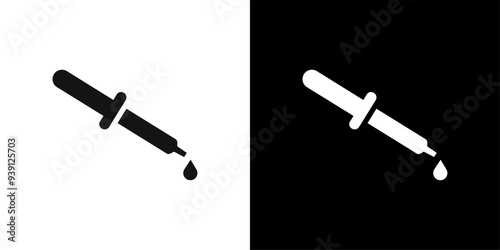 pipette icon Flat vector set outline
