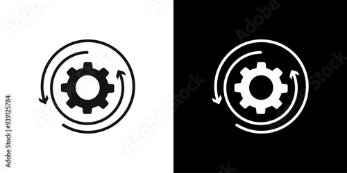 processing icon Flat vector set outline