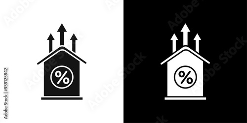 Rate for mortgage icon Flat vector set outline