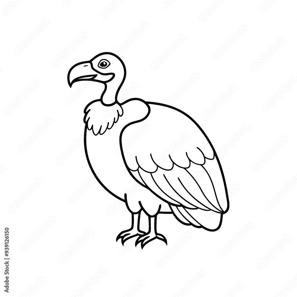 Vector illustration of a vulture in full line art, detailed and majestic for wildlife design. Vector illustration of a vulture in full line art, detailed and majestic for wildlife design.