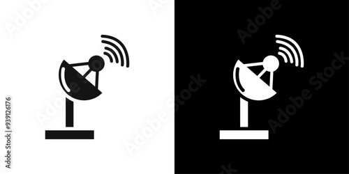 Satellite apparatus icon Flat vector set outline