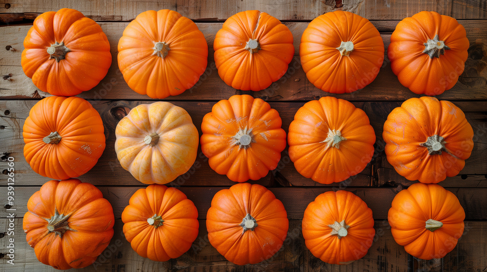Pumpkins arranged on a rustic wooden surface, Farmers market, healthy food, healthy eating, banner, World Vegetarian Day Pumpkins arranged on a rustic wooden surface, Farmers market, healthy food, healthy eating, banner, World Vegetarian Day