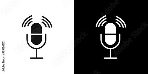 Speaker Microphone icon Flat vector set outline