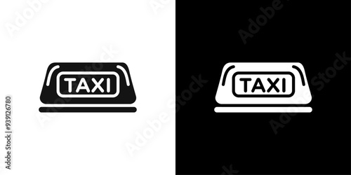 Taxi lamp icon Flat vector set outline