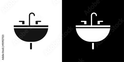 washbasin icon Flat vector set outline
