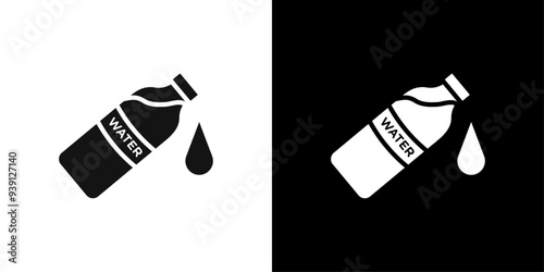 water bottle icon (2) Flat vector set outline