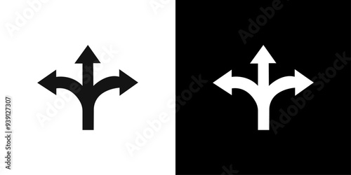 3 arrow way icon Flat vector set outline