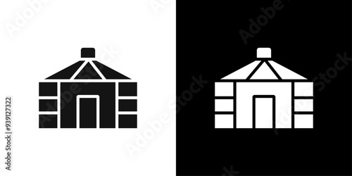 Yurt Icon Flat vector set outline