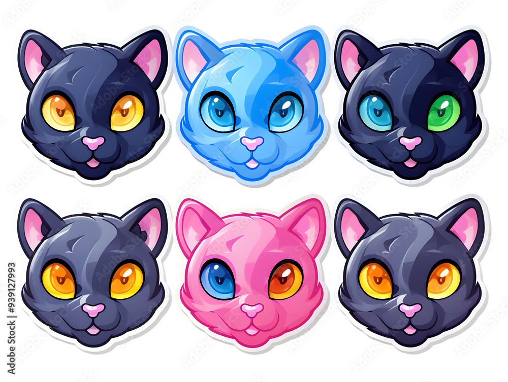 panther head kawaii stickers with vibrant color panther head kawaii stickers with vibrant color