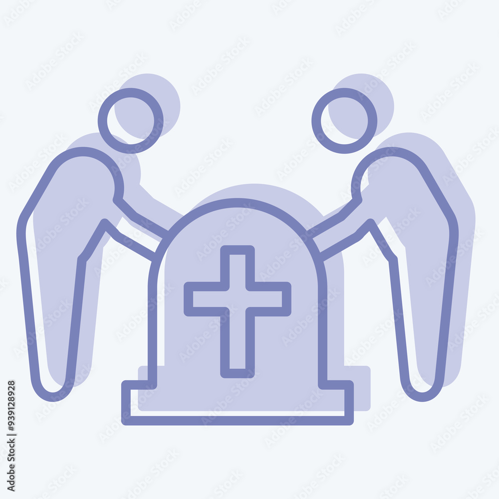 Icon Funeral. related to Seath symbol. two tone style. simple illustration
