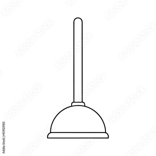 Black outline style plumber bathroom plunger icon design isolated on a white background