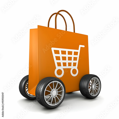 Shopping cart on a white background