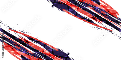 Abstract Background with Blue and Orange Brush Texture with Halftone Effect. Grunge Background for Sports Banner or Poster Design Element