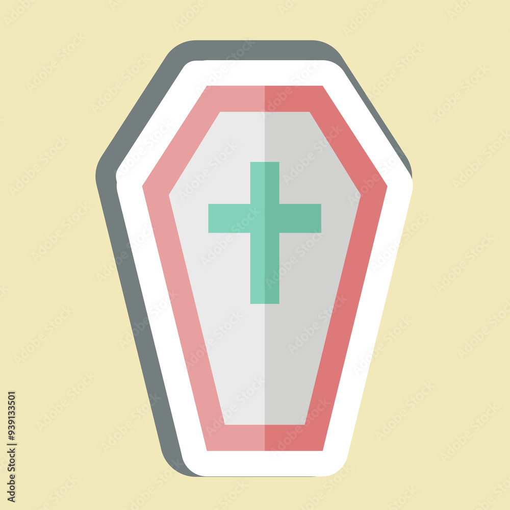 Obraz premium Sticker Coffin. related to Seath symbol. simple illustration