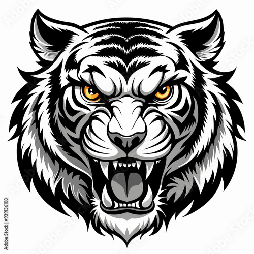 tiger head silhouette vector illustration mascot logo