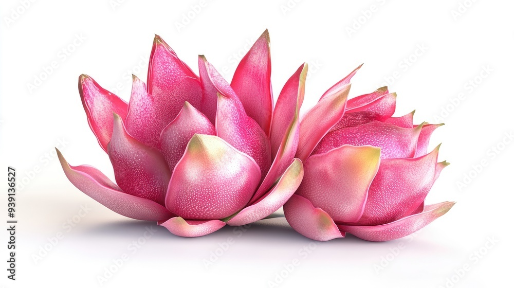 Beautiful dragon fruit flower isolated on white 3d background 
