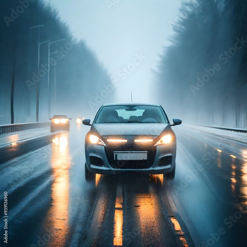 car driving on a highway