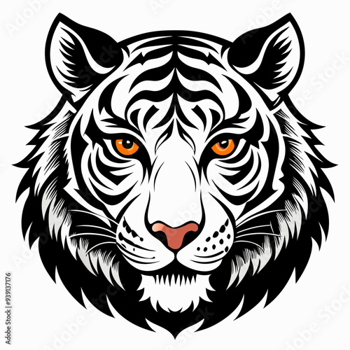 tiger head silhouette vector illustration mascot logo