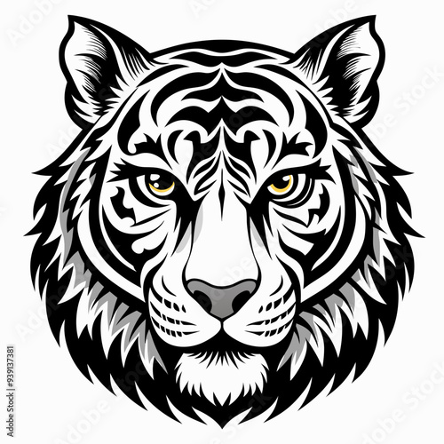 tiger head silhouette vector illustration mascot logo