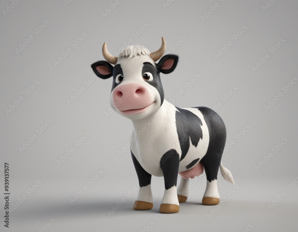 High resolution smiling cow 3d character image, cartoon 3d cow image. High resolution smiling cow 3d character image, cartoon 3d cow image.