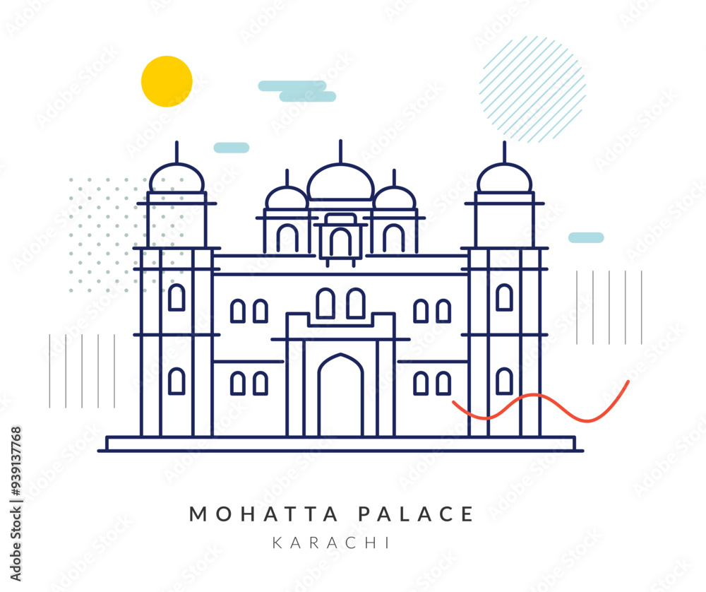 Fototapeta premium Mohatta Palace Museum - Karachi - Stock Illustration
