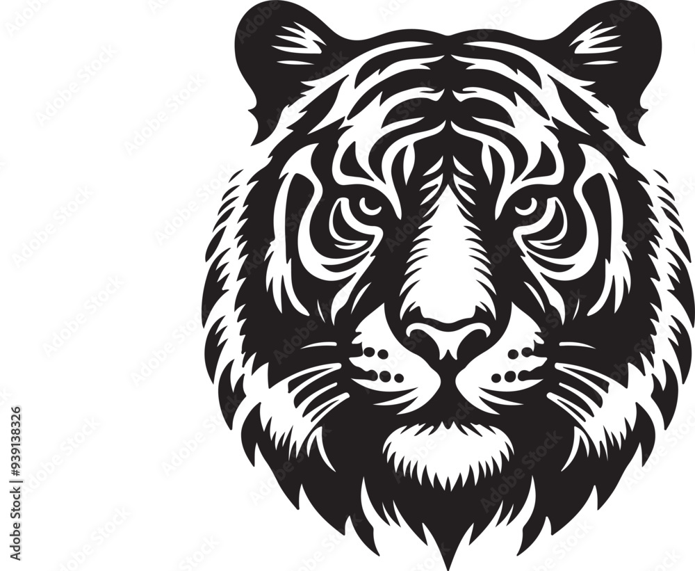 Tiger silhouette vector style with White Background Tiger silhouette vector style with White Background