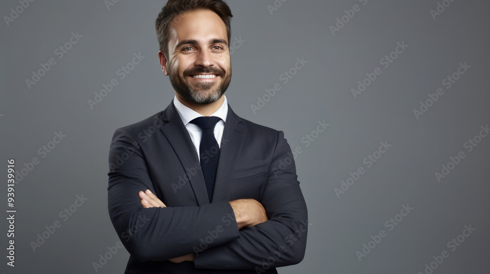 Portrait of a smiling businessman with arms crossed.