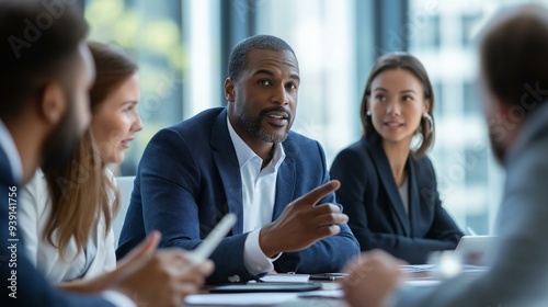 Business Leader Discussing Employee Healthcare Costs During a Professional Meeting in a Modern Office Setting