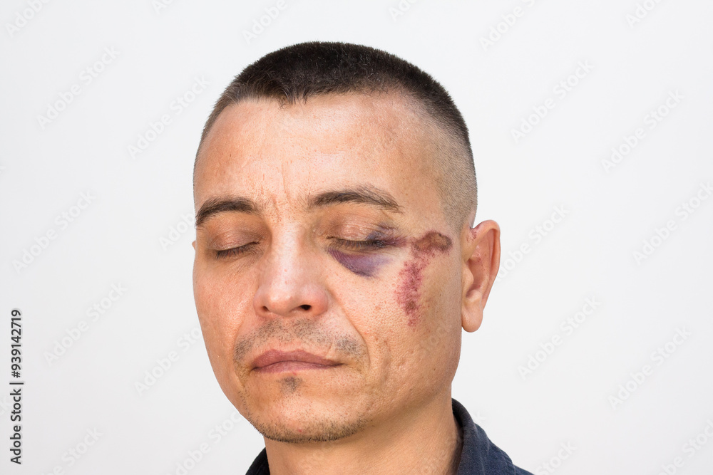 Fototapeta premium Male athlete mixed martial arts fighter without rules eye injury.