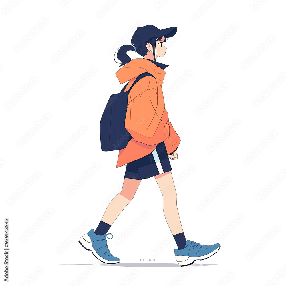 Isolated Illustration of Stylish Urban Youth or College Students on a Transparent Background for Creative Design Applications
