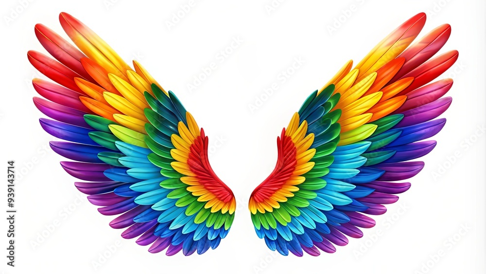 Obraz premium Vibrant rainbow pride wings representing LGBTQ freedom and equality