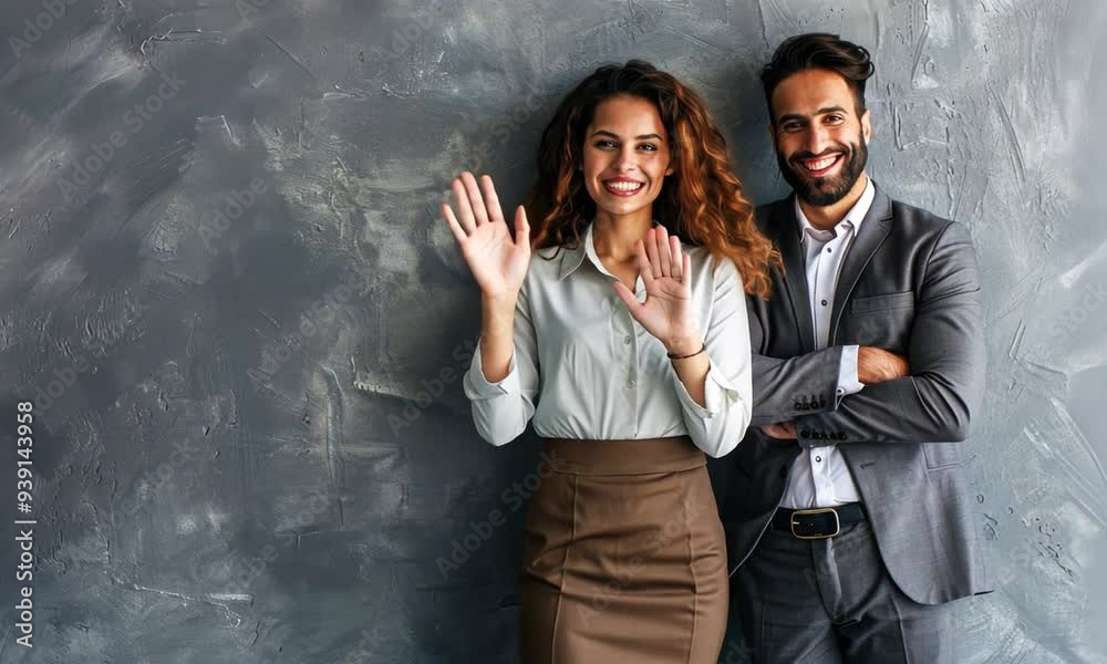 Businessman and Businesswoman Exuding Confidence in Photoshoot Businessman and Businesswoman Exuding Confidence in Photoshoot