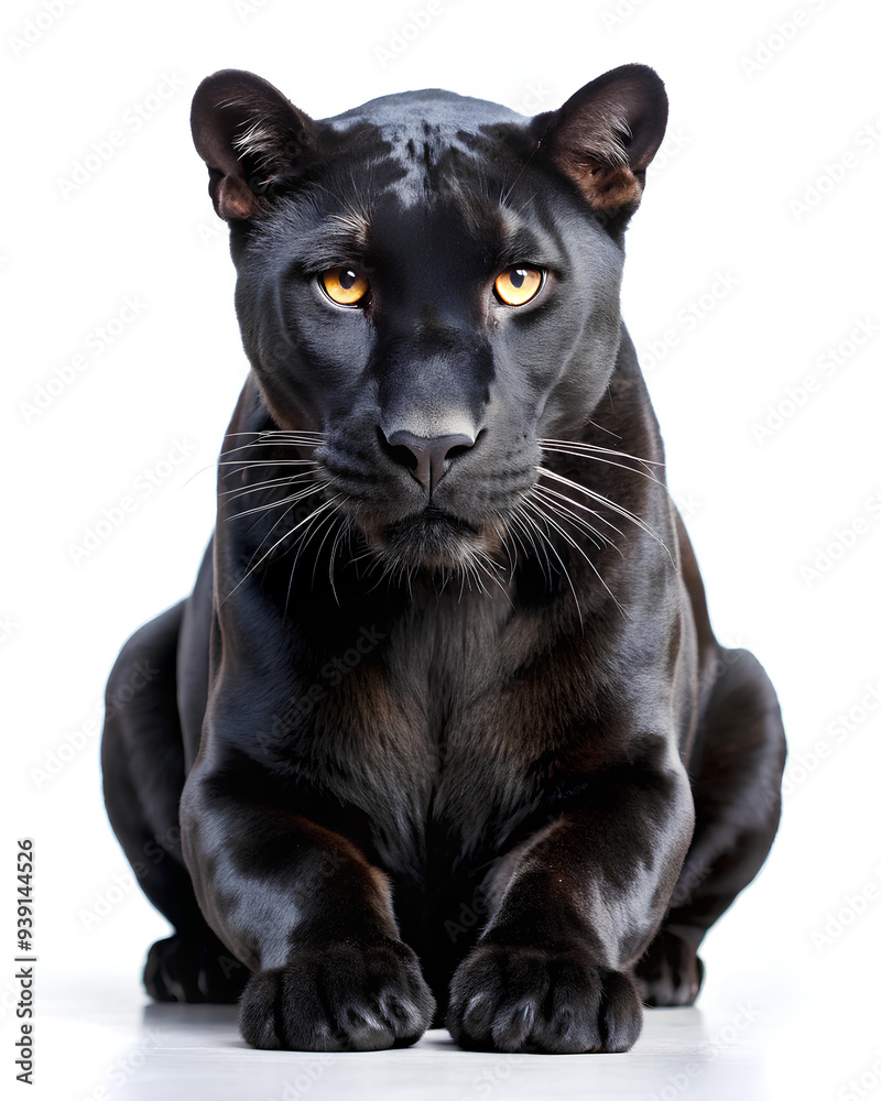 Obraz premium Black panther isolated on white