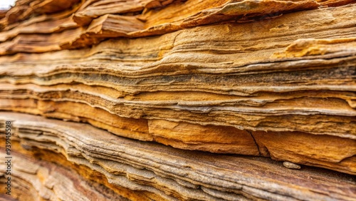 Close-up of sedimentary sandstone rock displaying a grainy and textured surface