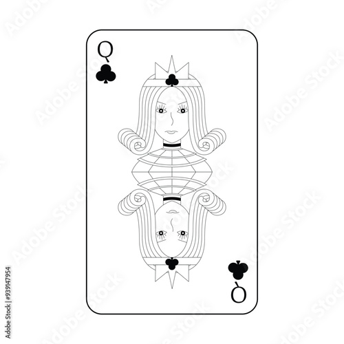 The playing card is the black queen of clubs.