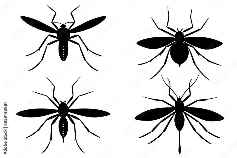 set of mosquito silhouette vector illustration set of mosquito silhouette vector illustration