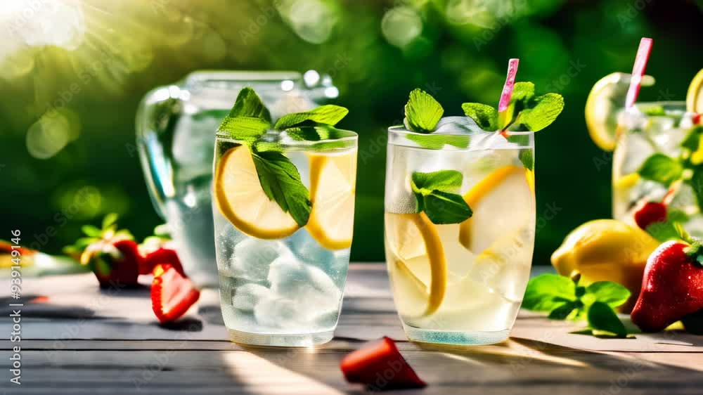 Refreshing summer cocktails with a twist of citrus and a sprig of mint Refreshing summer cocktails with a twist of citrus and a sprig of mint