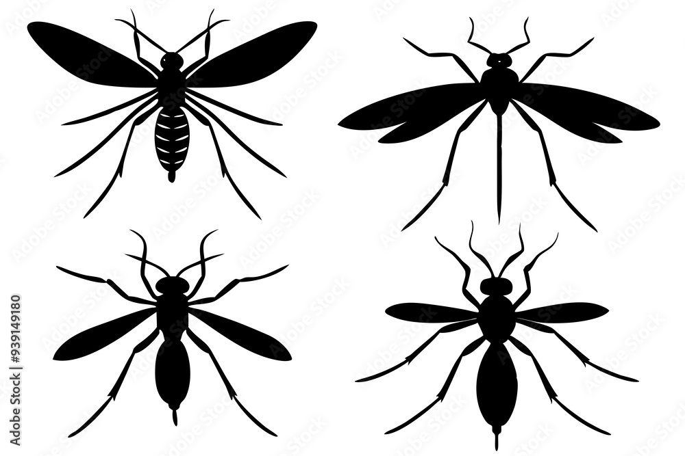 set of mosquito silhouette vector illustration set of mosquito silhouette vector illustration