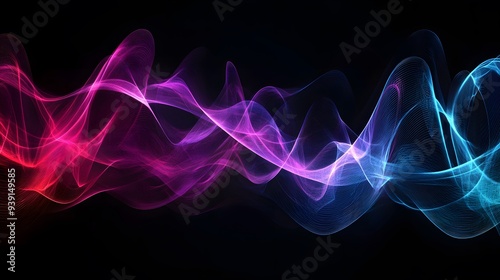 A digital art representation of sound waves in vibrant neon colors, with dynamic lines and curves representing the rhythm and energy of music on a black background