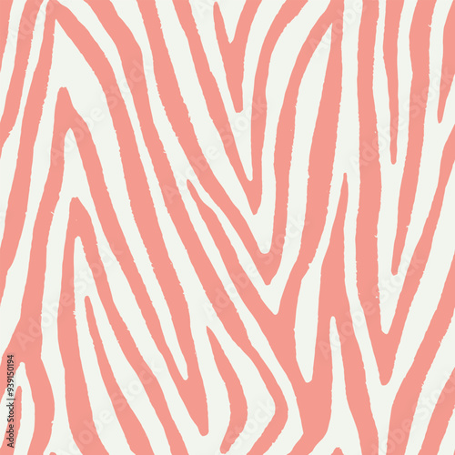 Zebra Animal Skin Pink Seamless Pattern. Vector Illustration Background
