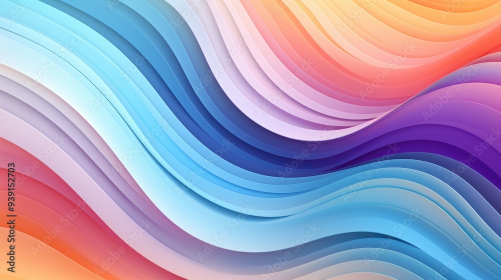 Smooth gradient waves blending into each other in pastel colors Smooth gradient waves blending into each other in pastel colors