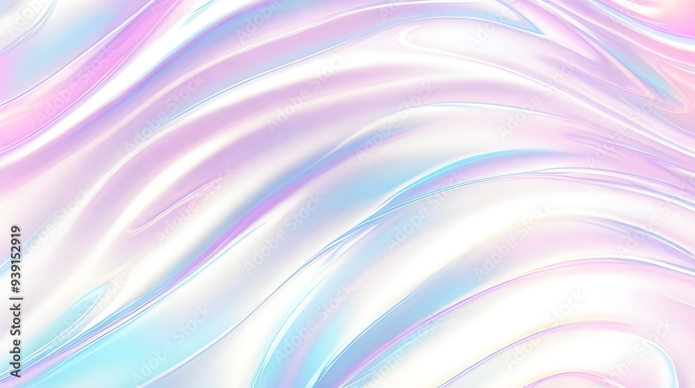 Obraz premium Holographic background seamless trendy iridescent light foil texture. Soft holographic pastel unicorn marble background pattern. Modern pearlescent blurry abstract swirl illustration. 