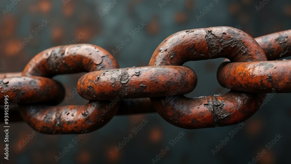 Close-up of Rusty Chain Link with Detailed Texture - AI Generated Close-up of Rusty Chain Link with Detailed Texture - AI Generated