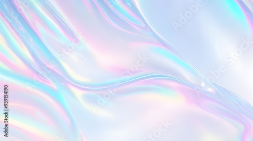 Holographic background seamless trendy iridescent light foil texture. Soft holographic pastel unicorn marble background pattern. Modern pearlescent blurry abstract swirl illustration.	