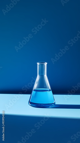 A beaker with blue liquid