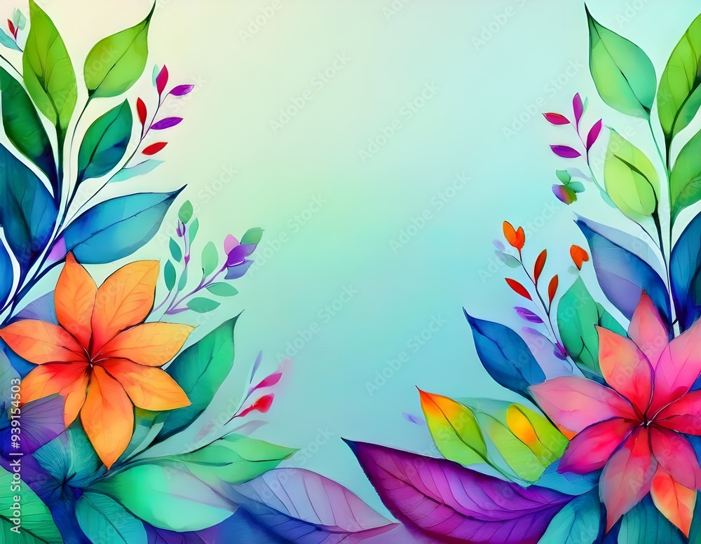 Obraz premium Colorful Floral Watercolor Background with Room for Text